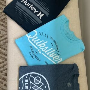 Men’s surf T-shirts- Medium- Hurley, Quiksilver, New Element